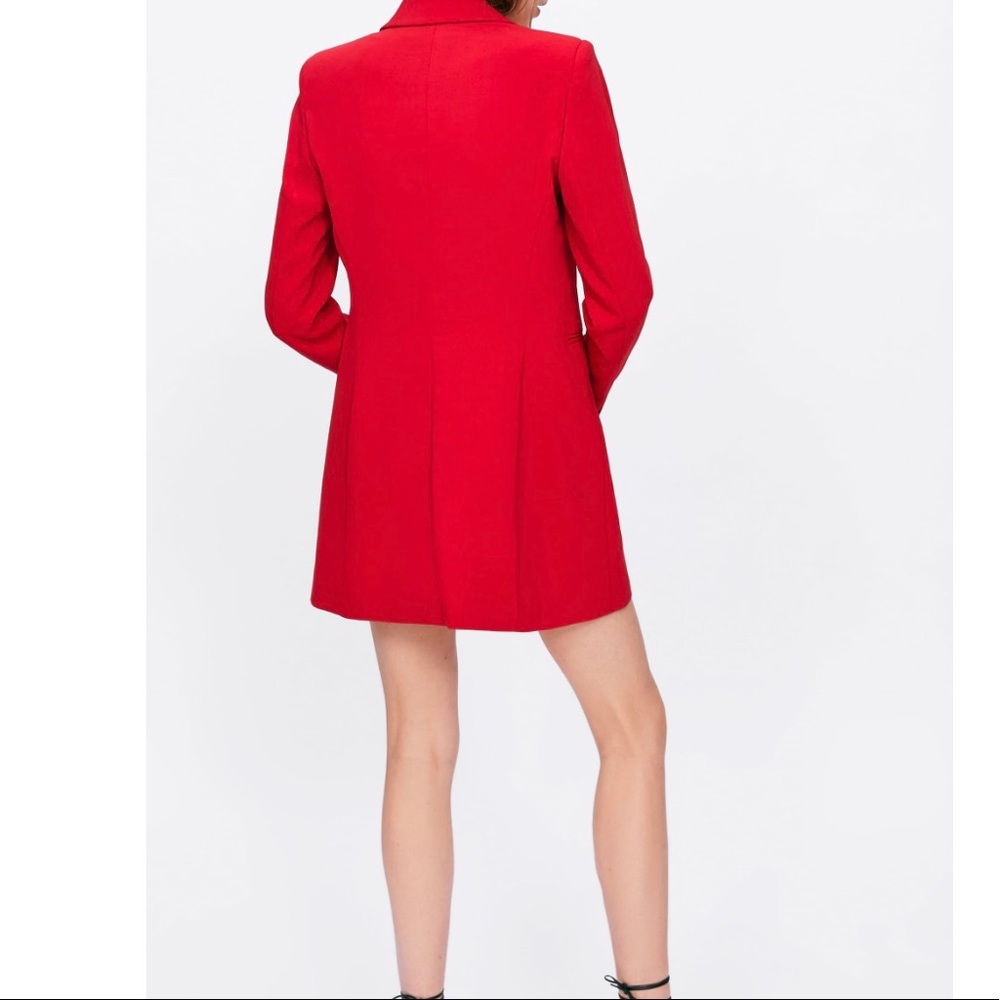 NWT ZARA RED BUTTONED FROCK COAT SHIRT DRESS - Picture 7 of 12